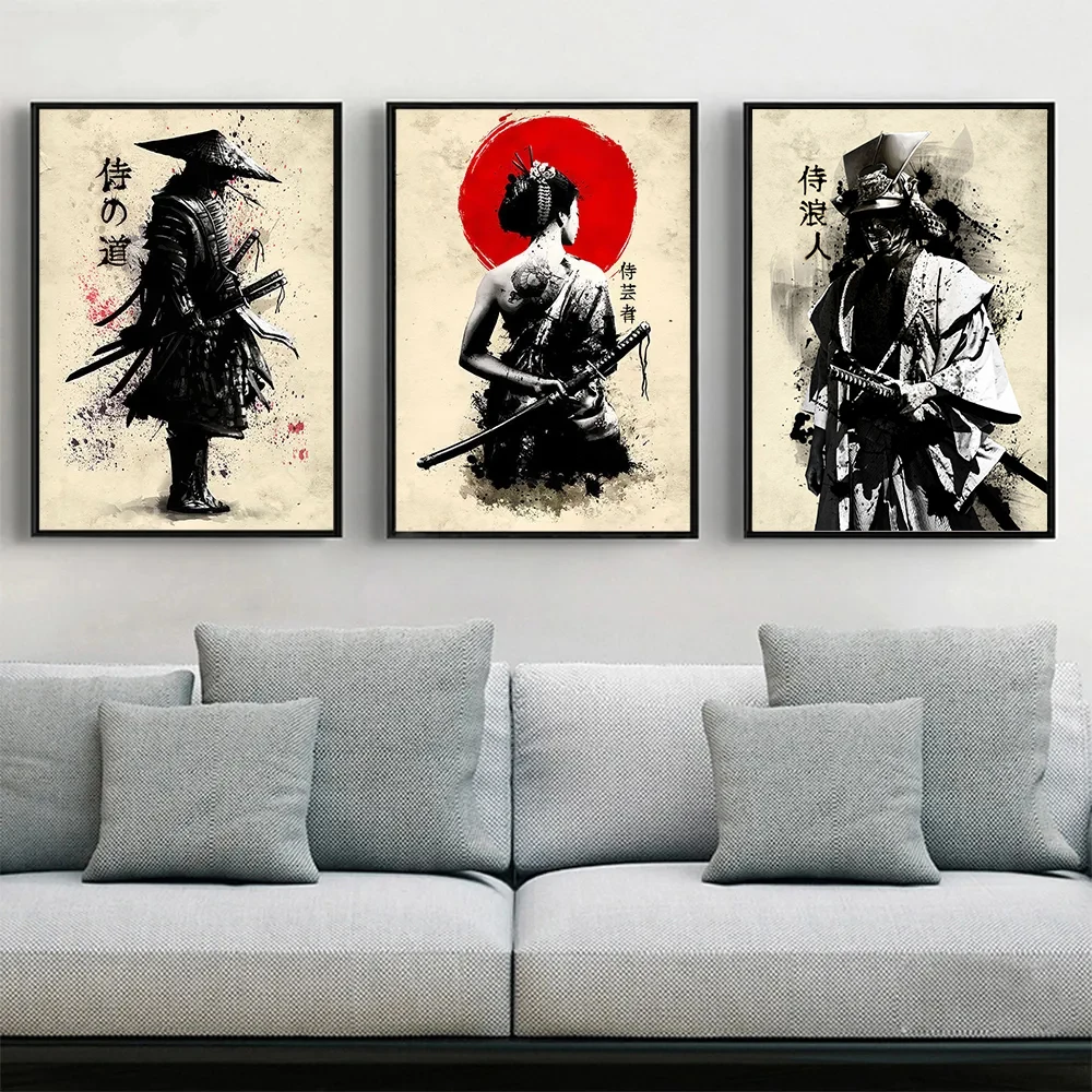 

Japanese Bushido Samurai Kabuki Canvas Painting Aesthetic Wall Art Poster Print Abstract for Living Room Home Decoration Cuadros