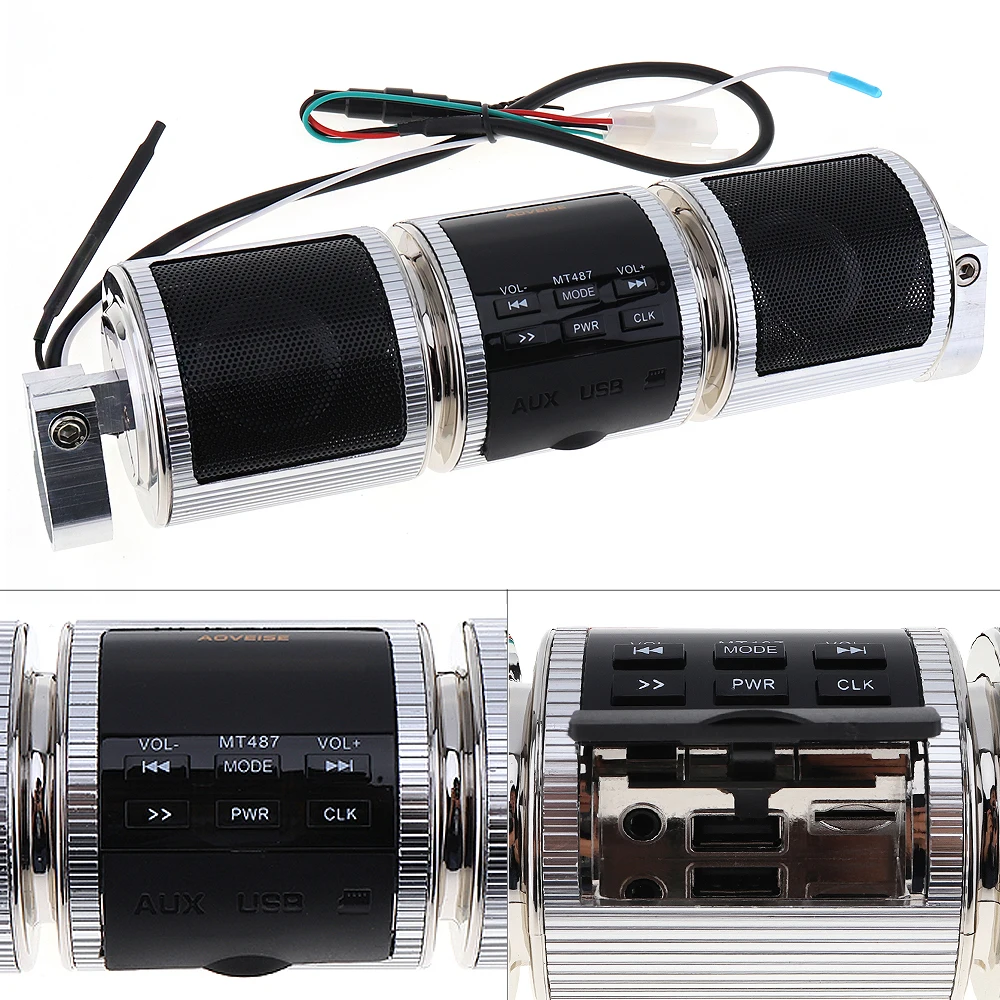 Waterproof Bluetooth-compatible Motorcycle Stereo Speaker Music Player for Motorbike FM Radio MP3/USB/Earphone Interfaces
