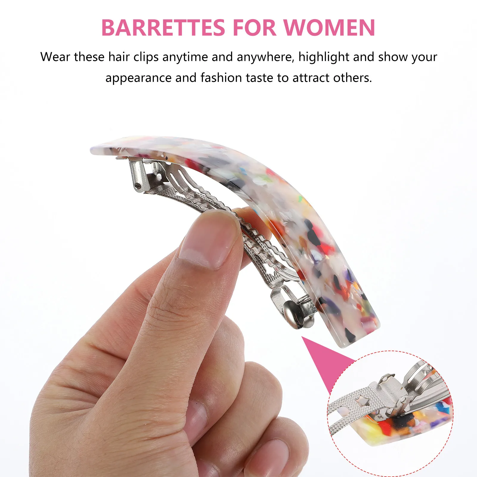 여성용 6Pcs 헤어 클립 세련된 아세테이트 바레트 스냅 고정 안전한 고정 섹션링 미용 도구 가볍고 사용하기 쉽습니다.