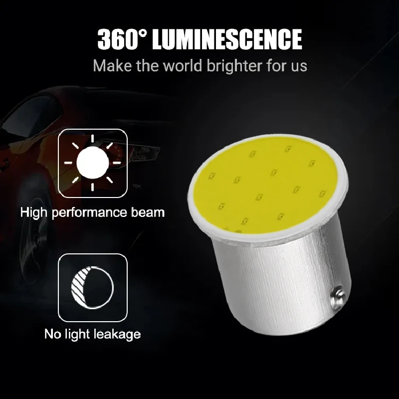 COB LED Bulbs Turn Signal Lights - 7000K White Car Reverse Backup Brake Lamps (1/4/10 PCS)