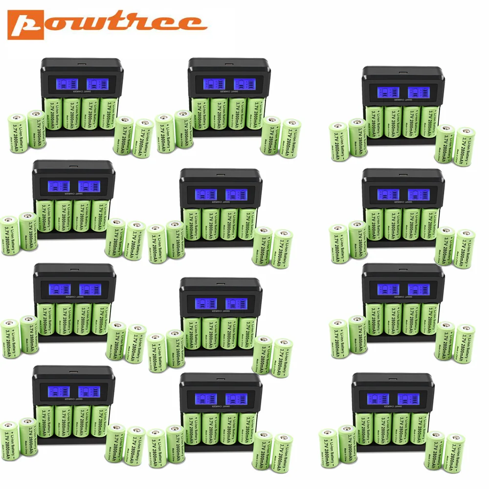 Acquisto Powtree Cr123A 16340 Rcr 123 Icr Batteria 2800Mah 3.7V Li-Ion Ricaricabile Per Arlo Security Camera Batch All'Ingrosso