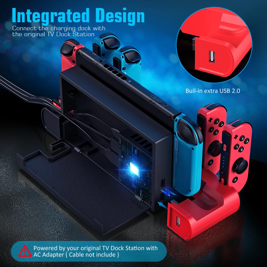 Multifunction 6 in 1 Charging Dock For Switch Console Gamepad Charger Stand For Switch Joypad