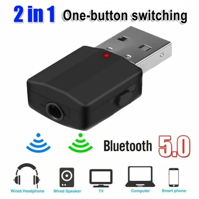 Adaptateur Bluetooth sans fil pour TV et voiture, émetteur et récepteur  Bluetooth 5.0, USB, prise AUX 3.5mm, musique audio stéréo 3 en 1, KN330