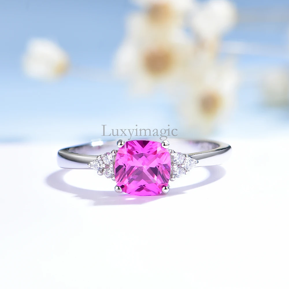 Luxyimagic Nano Aquamarine Rings for Women Silver 925 Jewelry Gemstones Birthstone Wedding Engagement Anniversary Gift for Her Silver Ring Silver Rings