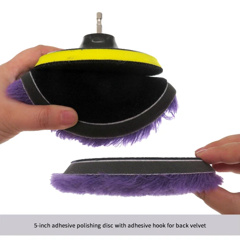 6Inch 150MM Purple Wool Polishing Pads 1Pcs Premium Buffing Wheel with Hook and Loop for Car Polisher Polishing and Buffing 6