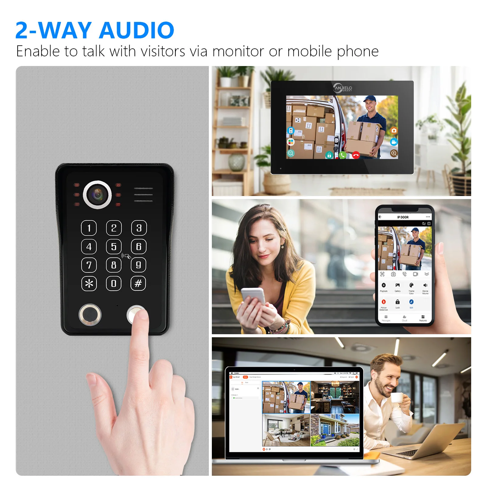Video intercome system home Fingerprint 5in1 Unlock Video entry Doorphone Tuya Smart 1080P Touch Wifi monitor inter cam doorbell