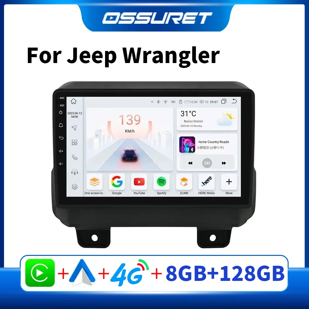 

Автомобильный радиоприемник на Android для Jeep Wrangler Gladiator 2018-2021, автомобильный мультимедийный плеер 2din Carplay DSP QLED экран GPS 7862