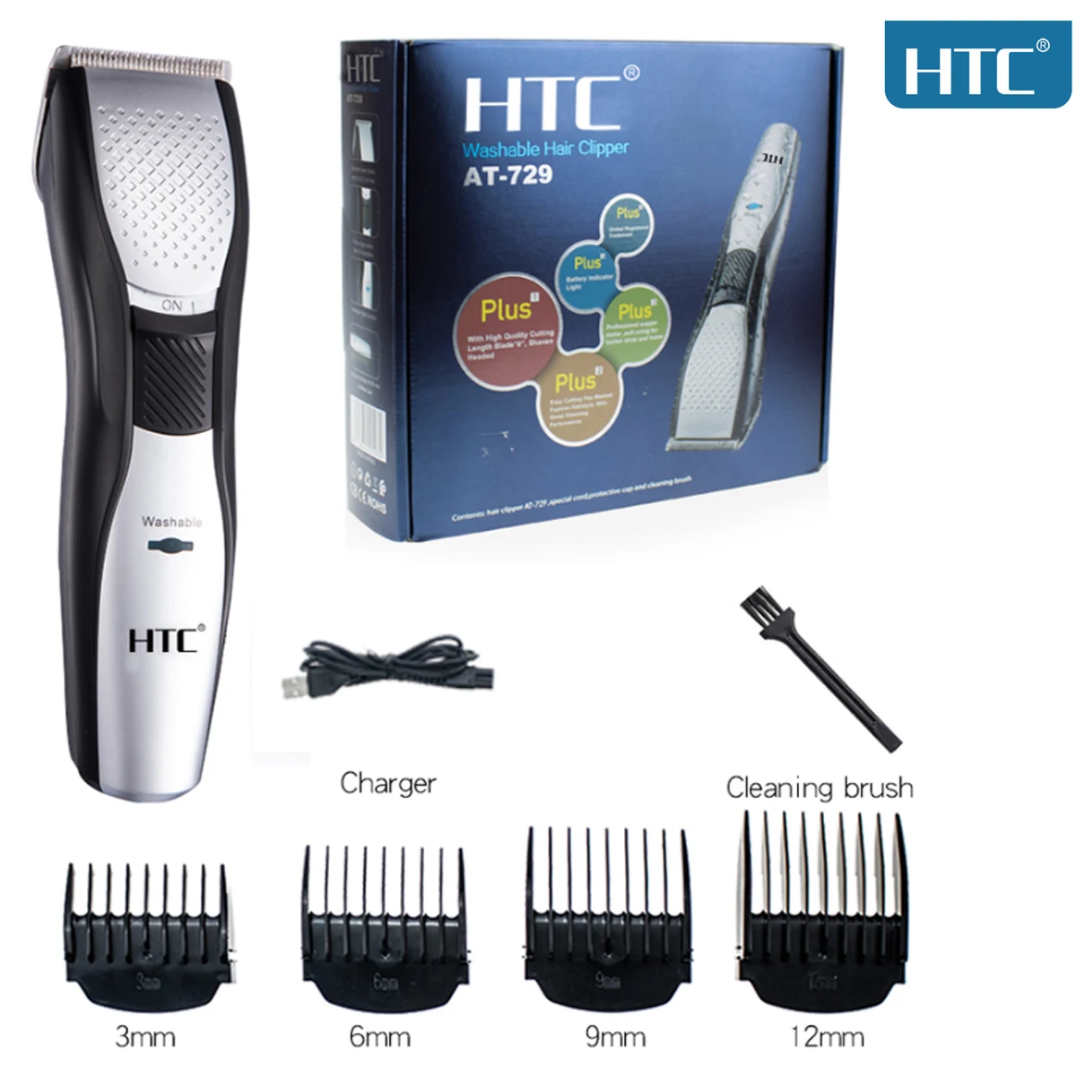 HtcWashableHairClipperIpx7WaterproofProfessionalHairTrimmerFor