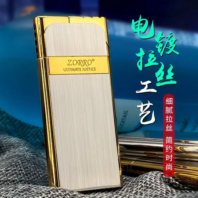 Zorro New Slim Gas Lighter Portable Compact One Touch Ignition Metal Butane Lighter Men Women Smoking Gifts