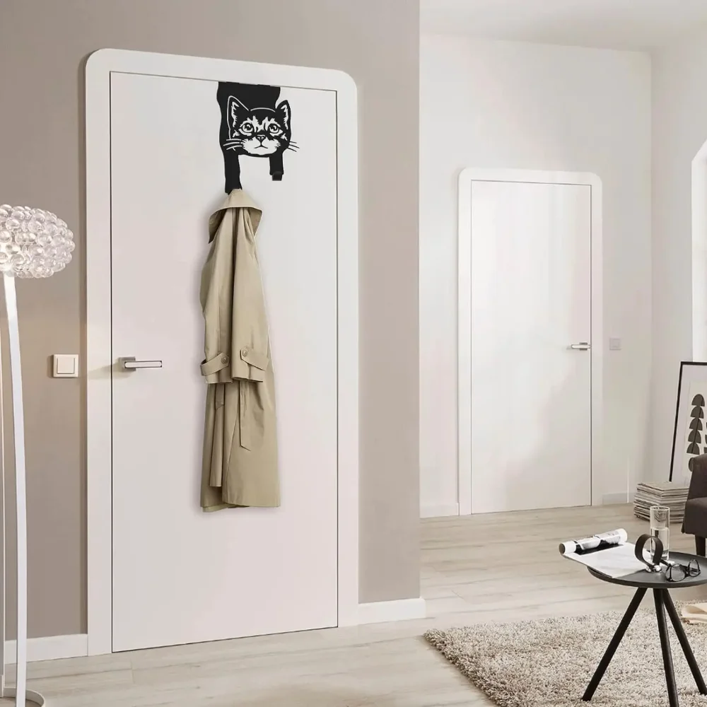 Over The Door Hangers Strong Metal Hooks with Black Coating, Stylish Storage for Home and Office, Perfect Gifts for Cat Lovers