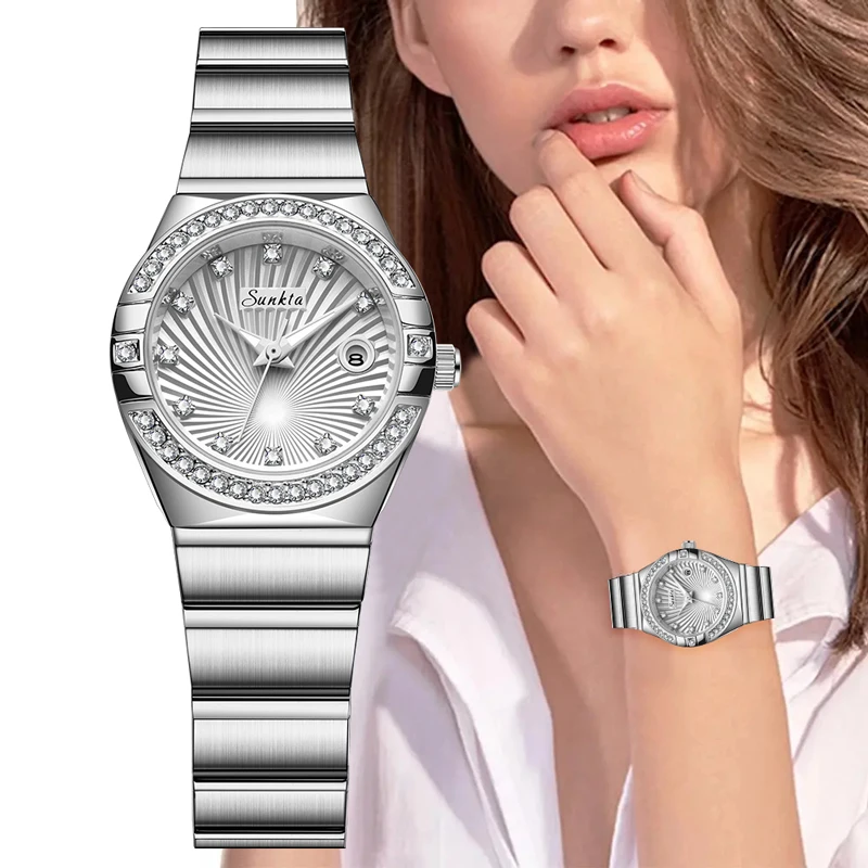 

LIGE Reloj New Fashion White Diamond Ladies Watch Top Brand Luxury Wrist Watch Simple Women Dress Small Watch Relogios Feminino