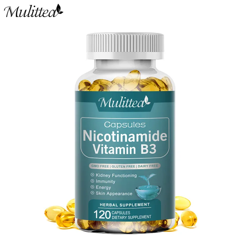 Mulittea Niacinamide Capsules Contains Vitamin B3 for Antioxidant Brighten Skin Colour Provide Nutrition to the Skin