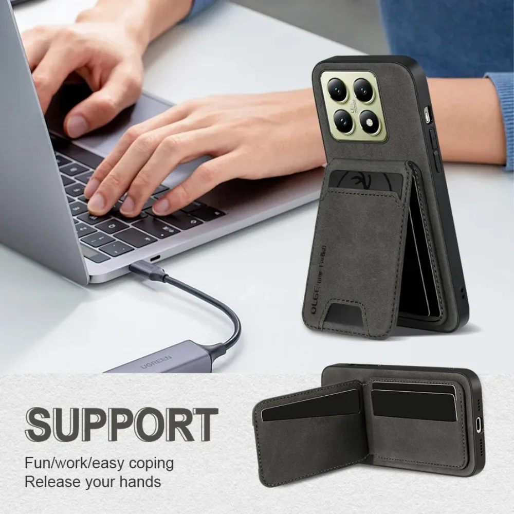 Premium PU Leather Wallet Case with Card Slot, Kickstand, and Drop Protection