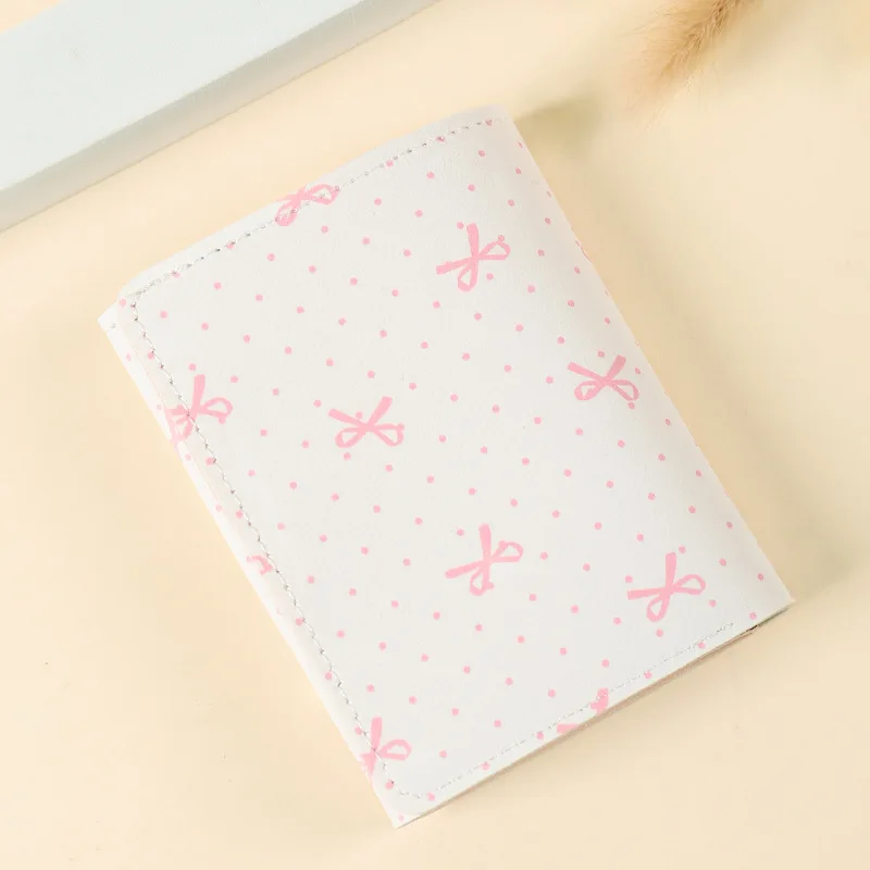 Cute Korean Style Wallet Women Sweet Pink Color Floral Bow Purse Card Wallet for Girl Portable Travel Cash Coin Photocard 지갑