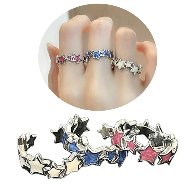 

3Pcs Gothic Vintage Five pointed Star Rings Harajuku Y2k Dopamine Accessory DropShip
