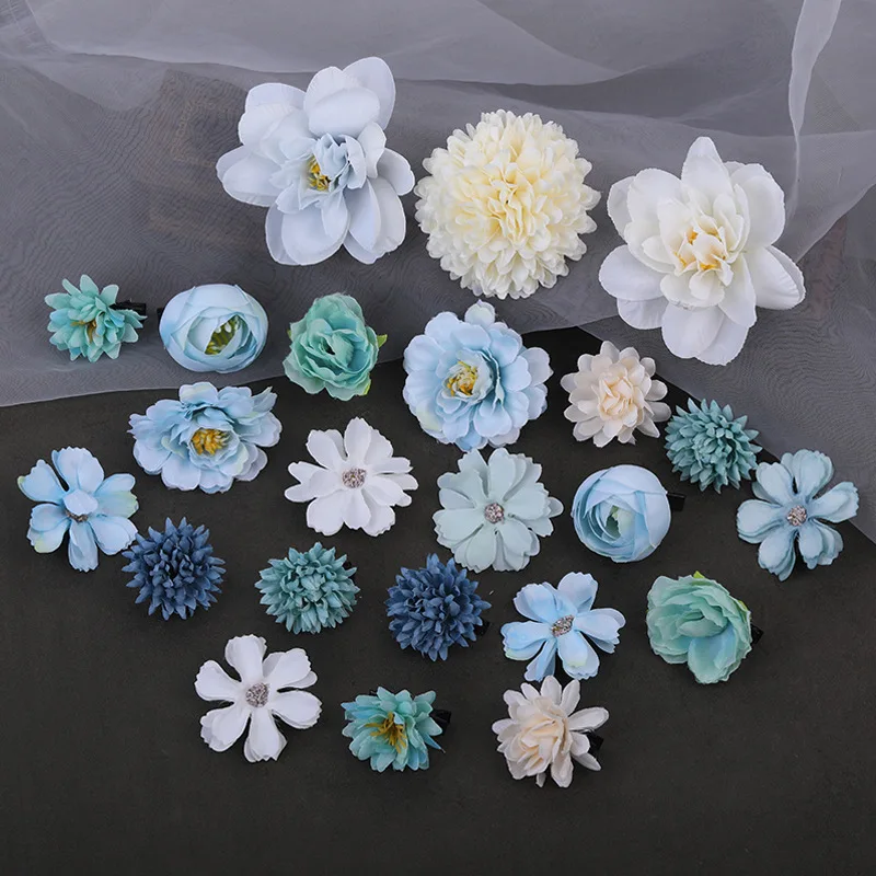 Silk Flower Set Hair Pins Clip Barrettes Japanese Chrysanthemum Bridal Wedding Hair Accessories