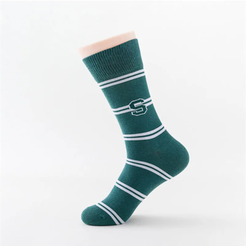 Movie Stripe Sock Wizard Magic School Malfoy Family Academy Style Badge Cosplay Letter Accessories Sockings Prop