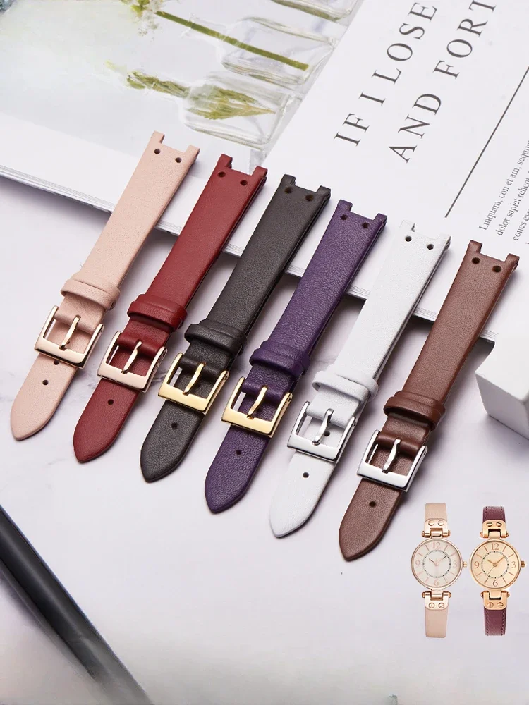 

For Anne Klein Genuine Leather Durable Waterproof Watch Band Women AK 2156 2157 Ak2618rgbk Replace Original Watch Strap