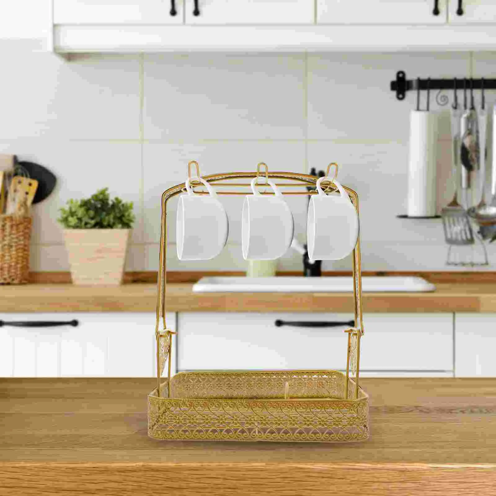 

Coffee Cup Holder Metal Saucer And Stand Mug Organizer For Hanging Tea Rack Holders Display Storage Black
