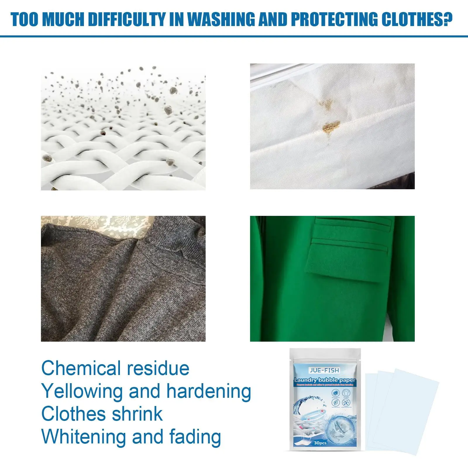 Laundry Detergent Tablet Washing Paper Sheets 30 for Washing Clothes