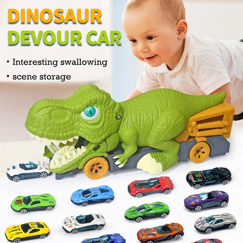 

Plastic Inertial Toy Children's Dinosaur Swallowing Car Large Tyrannosaurus Rex Toy Car Boy Inertial Car Gift