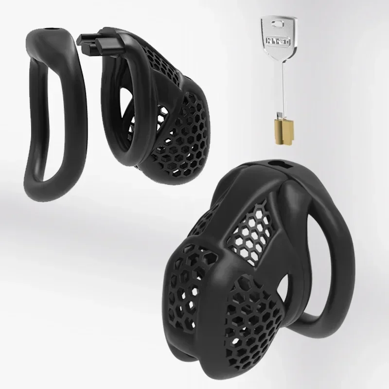 Penis Chastity Cage Chastity Lock Sex Toy Chastity Cage Accessory NEW Male Chastity Device Breathable Cock Cage Mini Lock with 4 Penis Rings Bondage Adult Sex Toy for Men