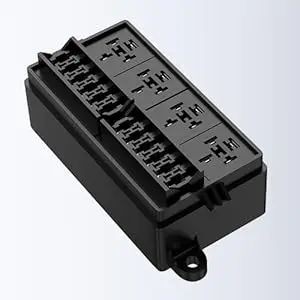DaierTek 12V Fuse Relay Box Pre-Wired Fuse and Relay Box with 4 Relay 12 Way ATC/ATO Fuses Sealed 12V Relay Fuse Box for Car