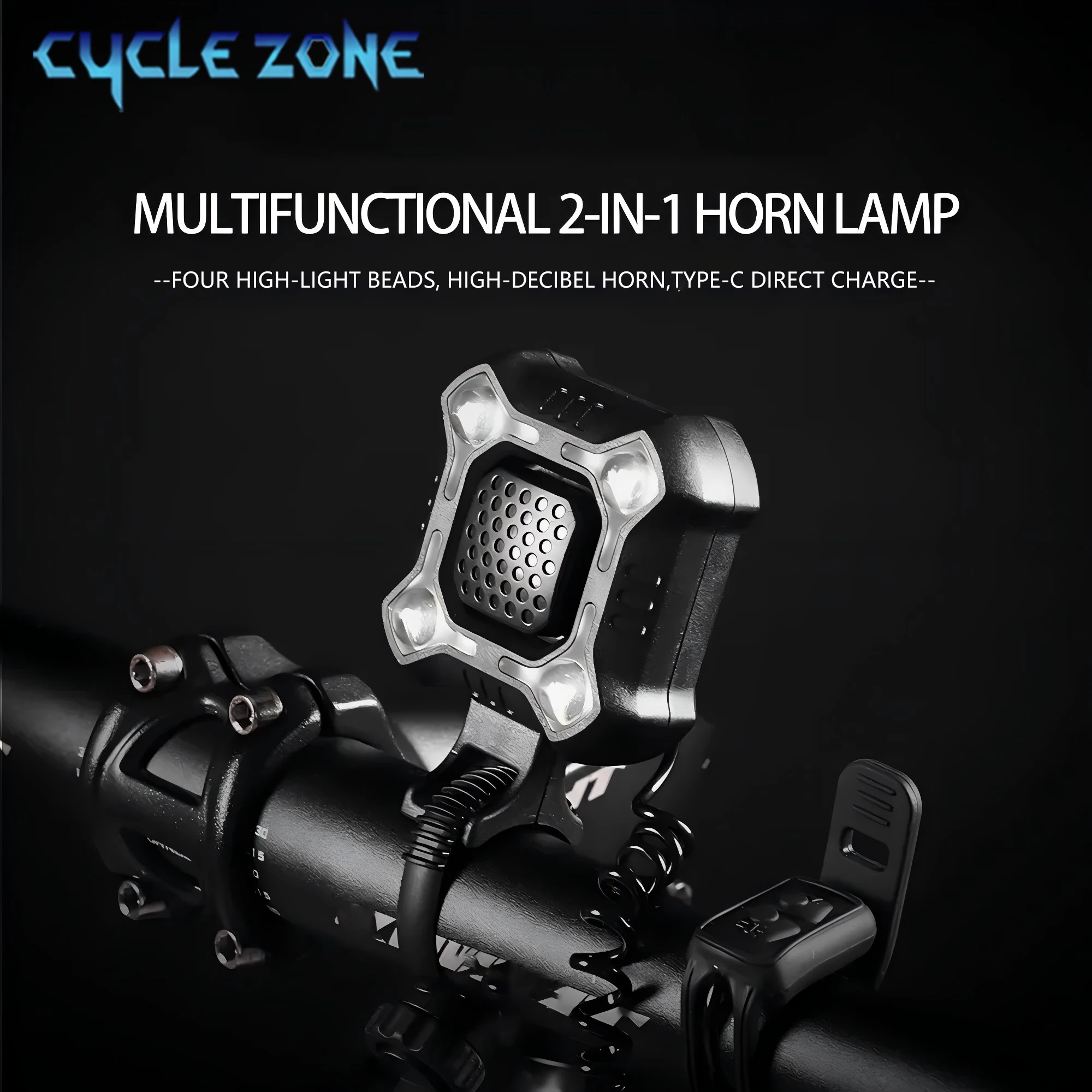 Bicycle Bell Rechargeable Electronic Loud Horn Warning Safety Electric Ring Handlebar Light Cycling Accessories