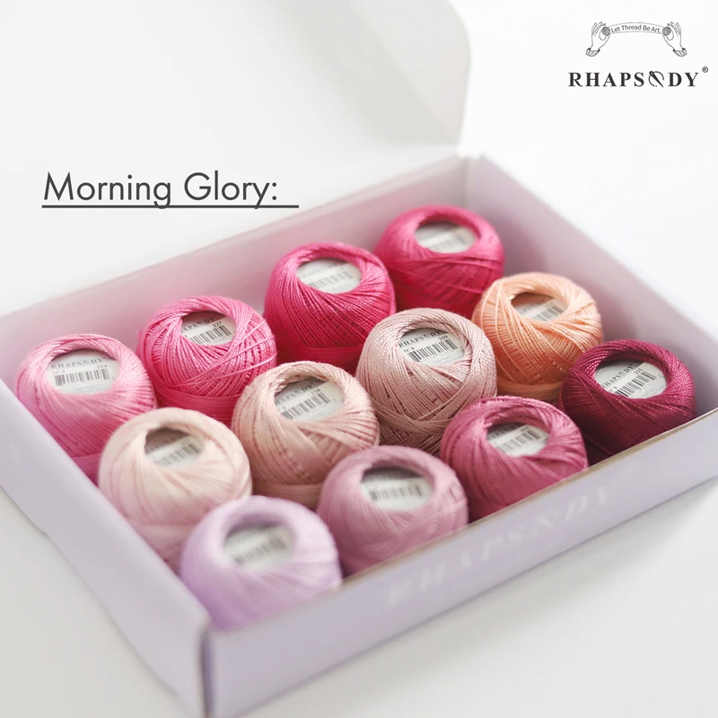 Rhapsody Size 8 Crochet Thread Double Mercerized Long Staple Egyptian Cotton Pearl 12 Different Colors Set 43 Yards 5 Grams Ball 3