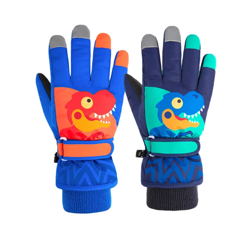 Ski Gloves for Kids Windproof Winter Children Gloves Velvet Fleece Mittens Warm Snowboard Snow Gloves Skiing Riding Boy Mitten