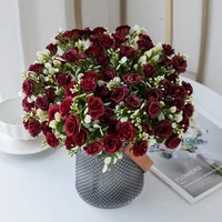 15 blomsterhoder – 5 greiner silkeroser til bryllup, kranser og dekor