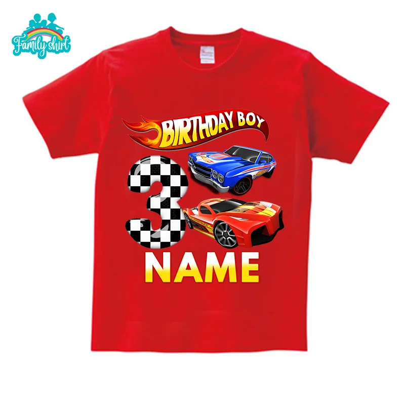 Kids 'Racing Birthday T Shirt, Camisas de Festa Infantil, Meninos Verão, Nome Personalizado, Criança Bebê Camisetas, 5 Anos de Idade, 2 °