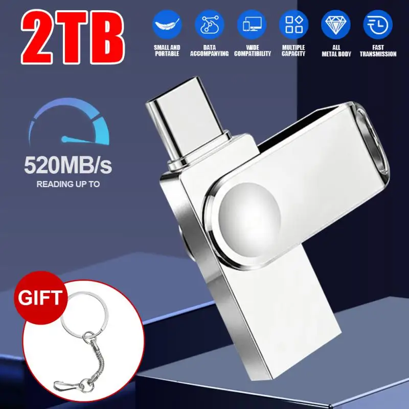Chiavetta Usb In Metallo Chiavetta Usb Da 2Tb Chiavetta Usb Portatile 2 In 1 Da 512Gb Memorie Usb Da 128Gb 256Gb Pen Drive Ad Alta Velocità Regali