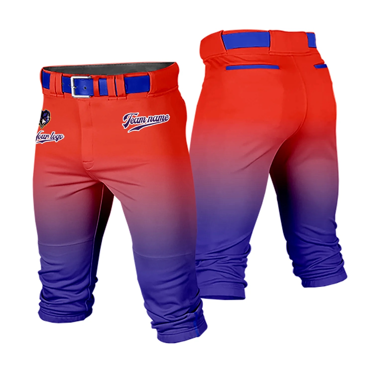 Men Youth Gradient Cropped Baseball Game Pants Softball Training Uniform Breathable Casual Sportswear Running Trousers