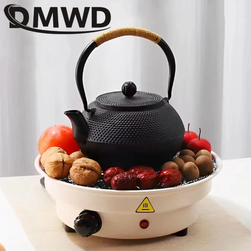 DMWD 220V Electric Heating Furnace Multifunctional Barbecue Type Warmer Boiling Tea Hot Milk Heating Stove BBQ Roasting Heater