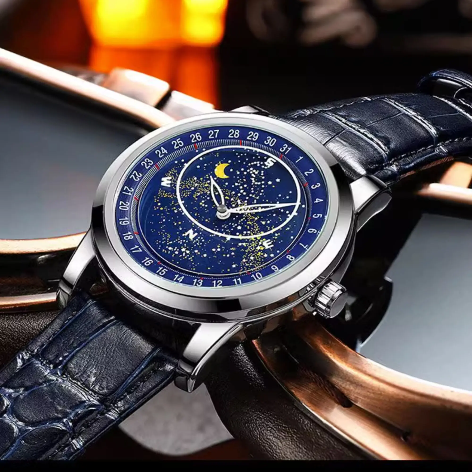 Men's Waterproof Automatic Sport Watch With Rotating Star Dial_voghion.com