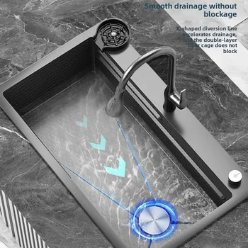 อ่างล้างจานครัว สแตนเลส 304 หนาพิเศษ อ่างล้างผักเดี่ยวขนาดใหญ่ ลายรังผึ้ง 1