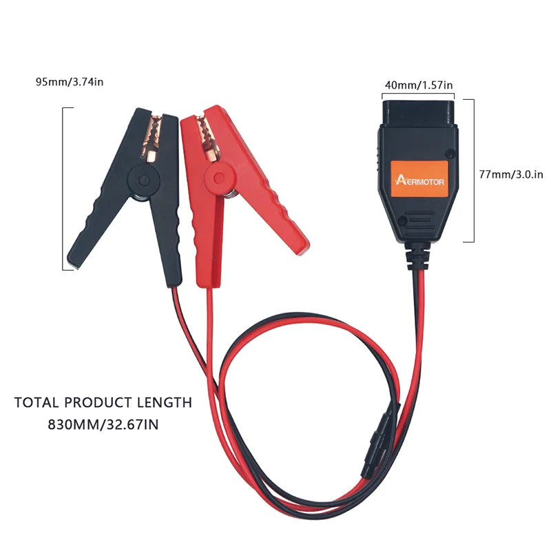 AER OBD2 Car Battery Clip Replacement Tool Auto Emergency Power Supply OBDII Interface Power Charging Jumper Copper Wire Protect