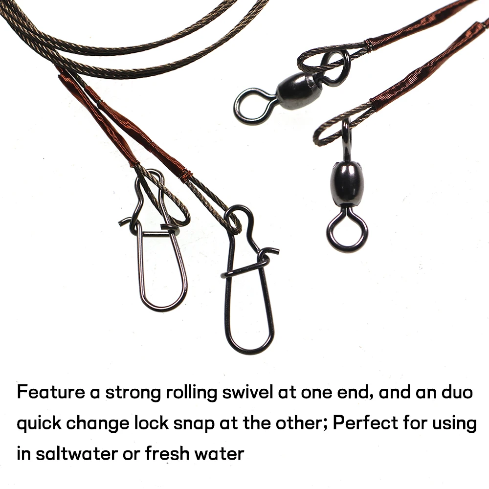 Ellllv 7*7 Stainless Steel Wire Leader Fishing Titanium Line With Rolling  Swivel Quick Change Clip Pike Fishing Anti-bite Tackle