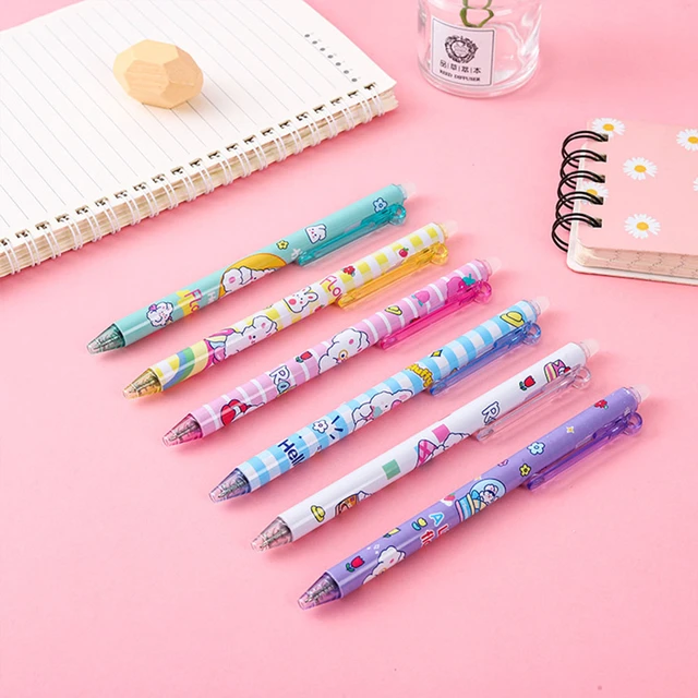 Stylo à bille effaçable et gel de dessin animé, lavable à la main