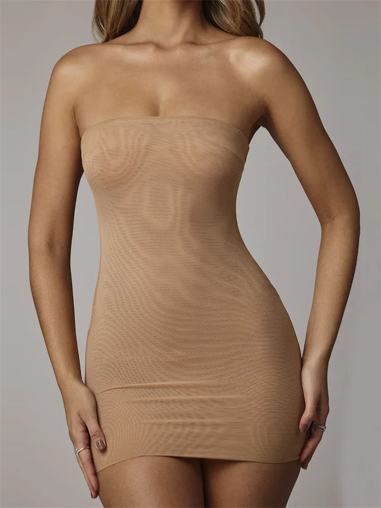 

Tossy Mesh Summer Backless Mini Dress Female Slim Fashion Holiday Patchwork High Waist Party Dress Women's 2024 New Mini Dress