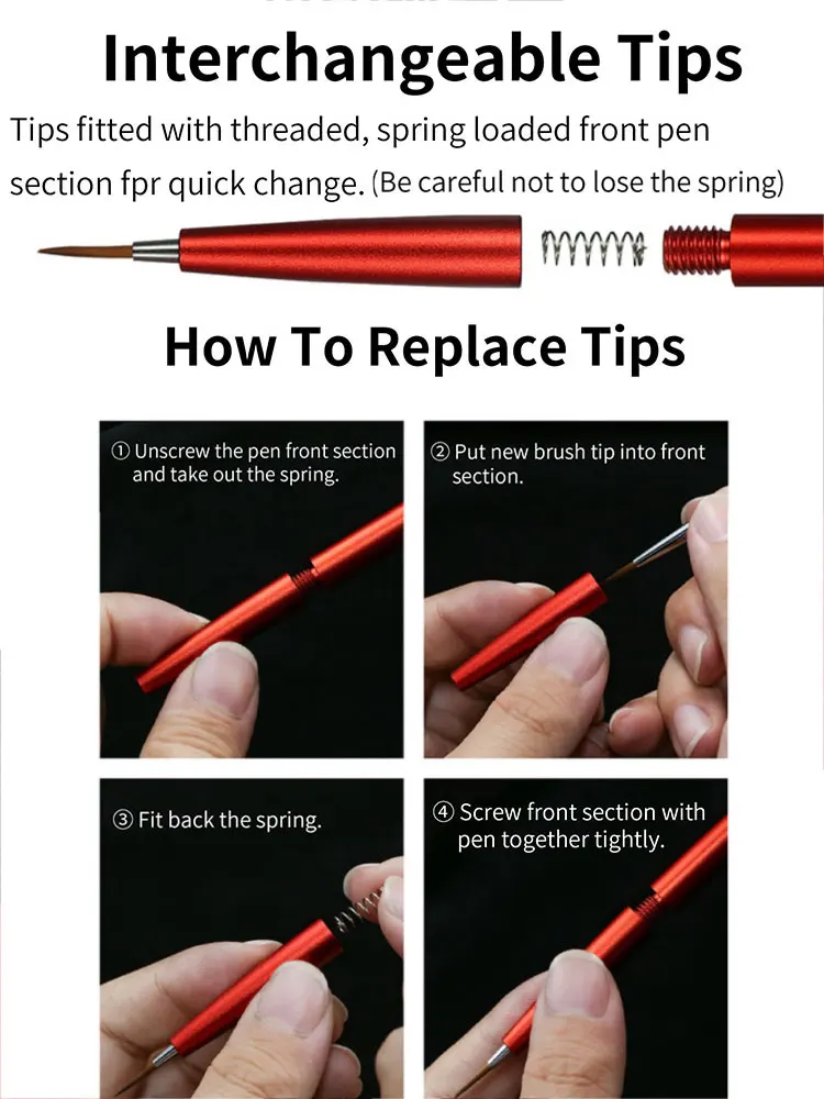 DSPIAE Aluminum Alloy Pen Barrel Face Photography Pen Replacement Tip Assembled Model Coloring AT-FB