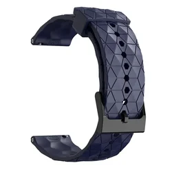 Sport Silicone Waterproof Watch Strap in Black with Football Pattern for 22mm width band (Navy blue)
