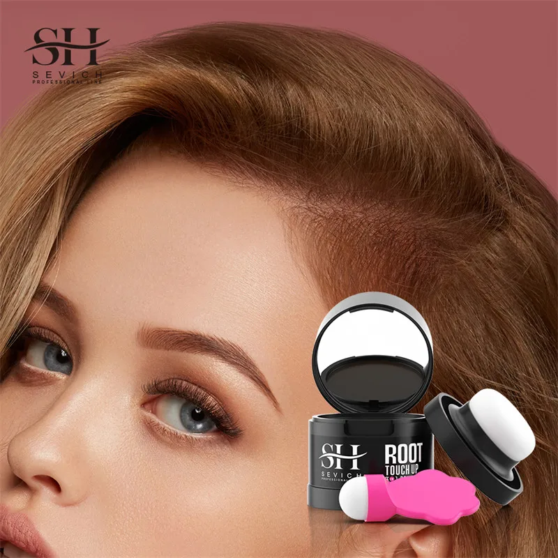 SEVICH Hair Shadow Powder With Brush Waterproof Black Root Cover Up Hair Concealer Coverage Instant Line Powder hair building powder hair building fibers hair coloring product