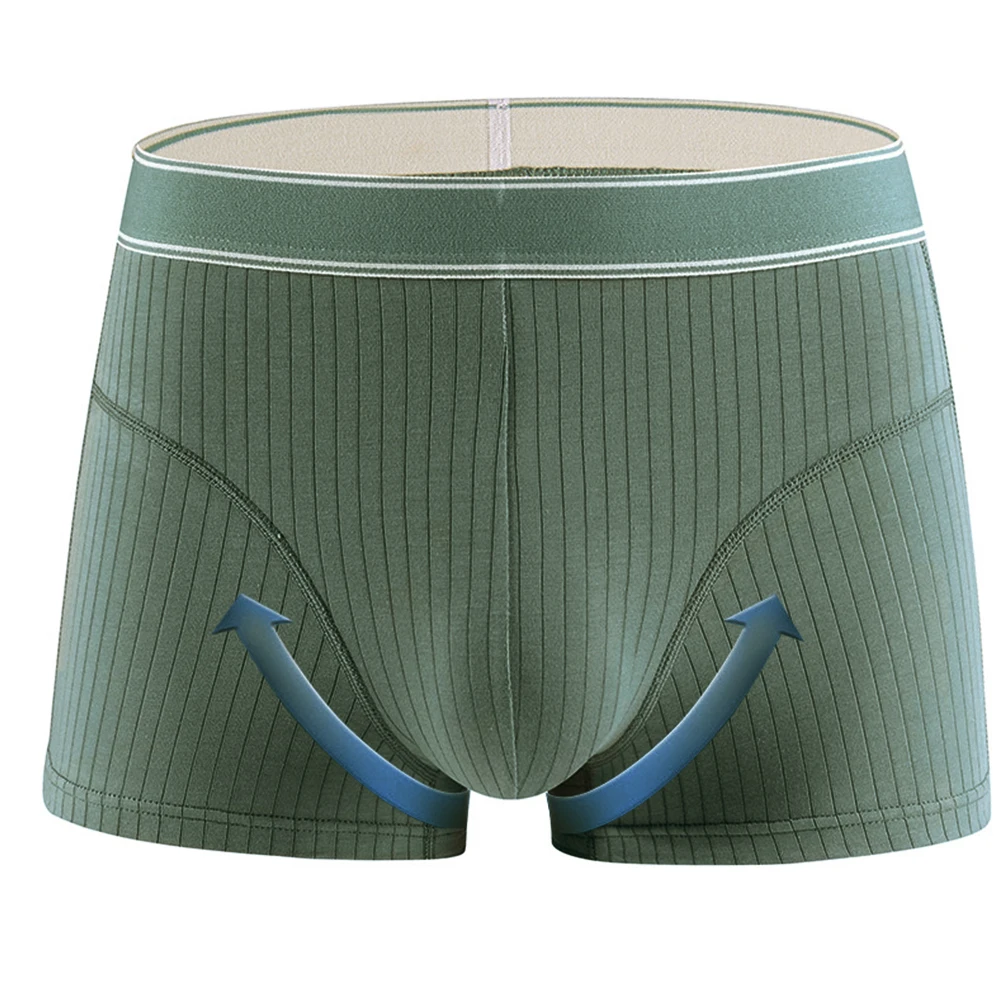 Seamless Mens Underwear Vertical Striped Boxer Briefs Sexy Shorts U