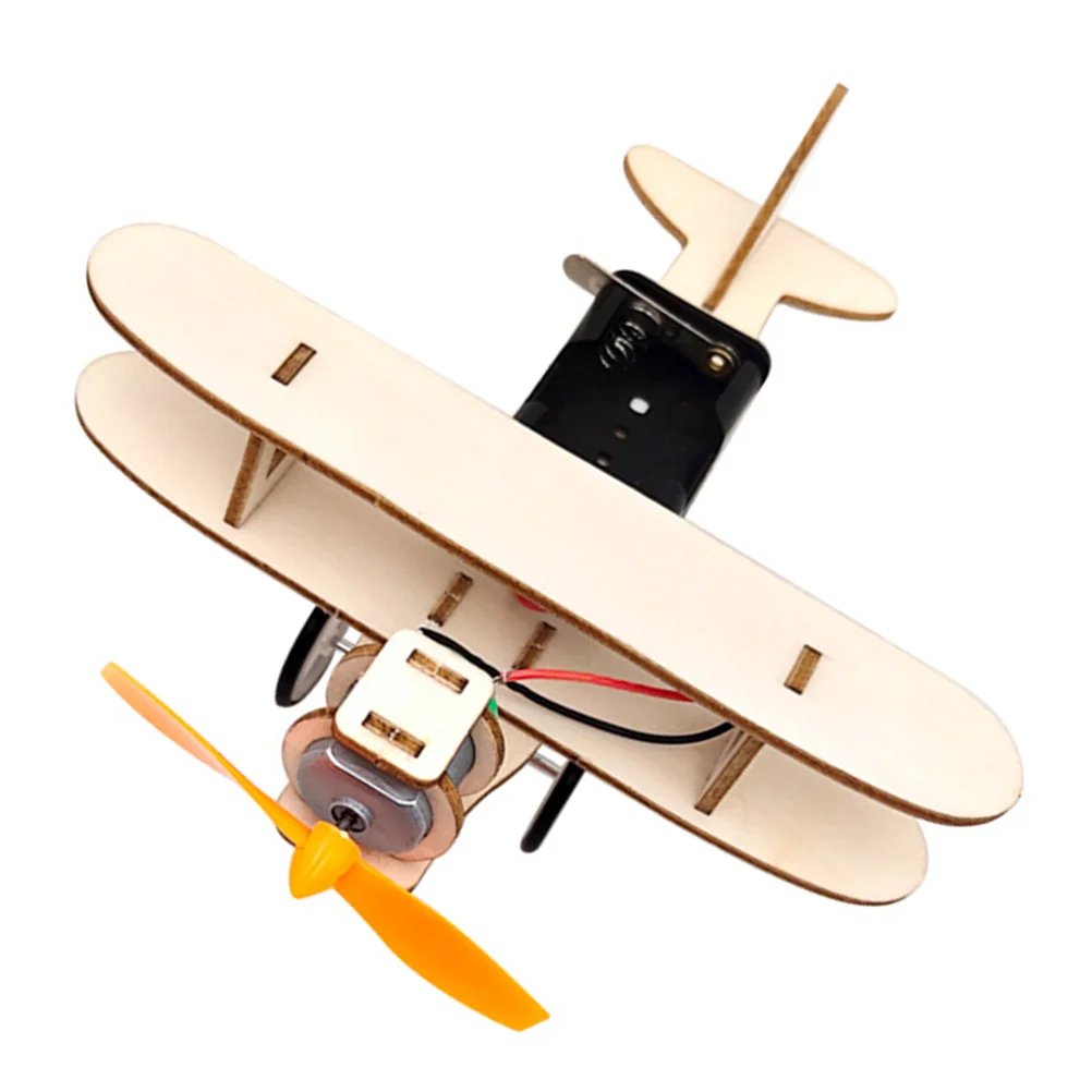 1 Set Experiment DIY Wooden Airplane Toy Educational Assembly Wood Plane Model physical experiment equipment dc small motor model experiment equipment junior high school physics electromagnetic toy