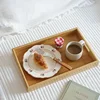 Bamboo Wooden Tray Japanese Bread Snack Solid Wood Household Kung Fu Tea Set Water Cup Plate Hotel Plates Home Kitchen Supplies 5