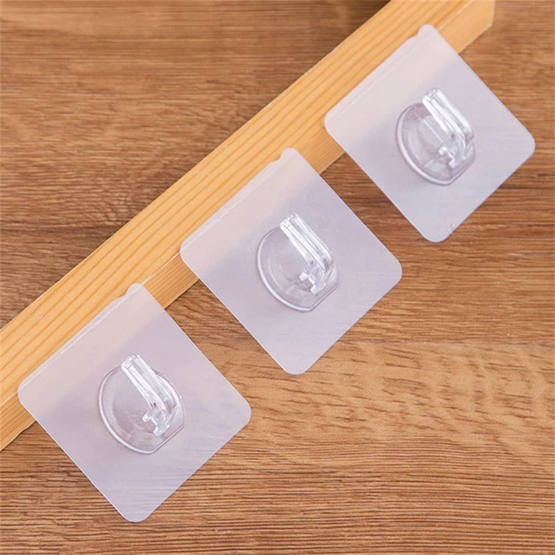 Clothes Hooks Key Storage Hanger Wall Door Rack Transparent Strong Self Adhesive for Kitchen Bathroom Organizers Gadget 10PCS
