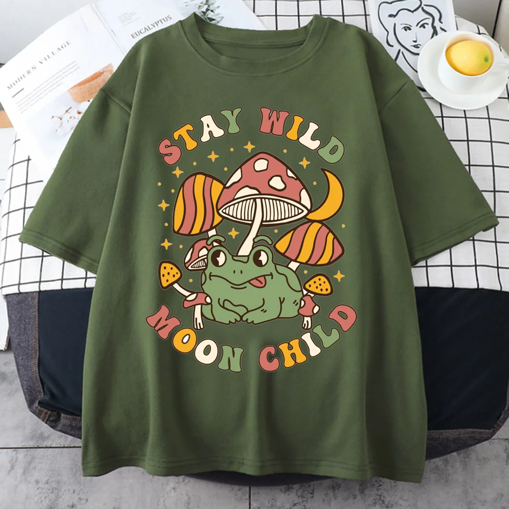 

Cottagecore Aesthetic Mushroom Dark Academia Frog Pure Cotton EU size Tee Japanese manga men Tee harajuku unisex clothing