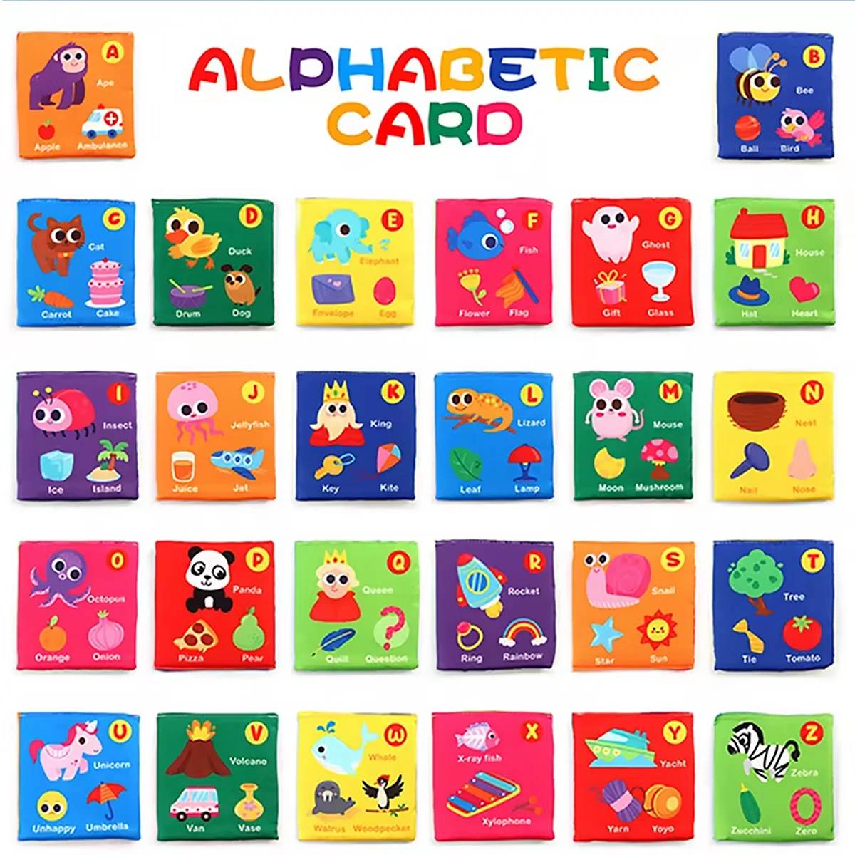 Baby Cloth Card Super Soft Exquisite Pattern Washable Non-Fading Tear-resistant Boost Color Cognition Toddler Alphabet Book 5